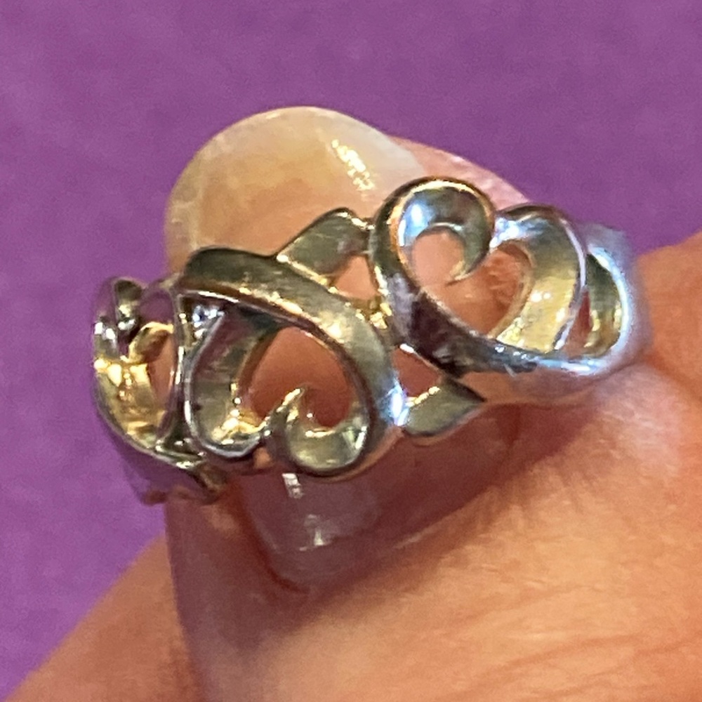 Triple heart silver ring